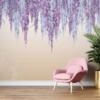 Fototapet med ett tydligt blommotiv på en beige bakgrund Girland of Purple Flowers - huvudproduktbild