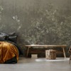 Boho stil Grön murgröna på mörk bakgrund väggmålning för sovrum - huvudproduktbild