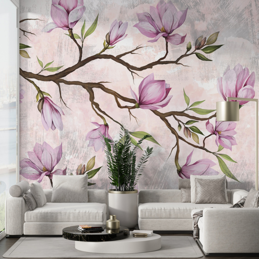 Fototapet med vårmotiv Blommande magnolia - huvudsaklig produktbild