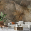 Väggmålning med tropiskt motiv i brunt och grått Starry Palm Leaves - huvudproduktbild