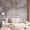 Fototapet i lila och grå nyanser med blommigt motiv enfärgat Tropical Leaves - huvudproduktbild