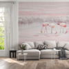 Fototapet i rosa dämpade toner Tre flamingos - huvudproduktbild