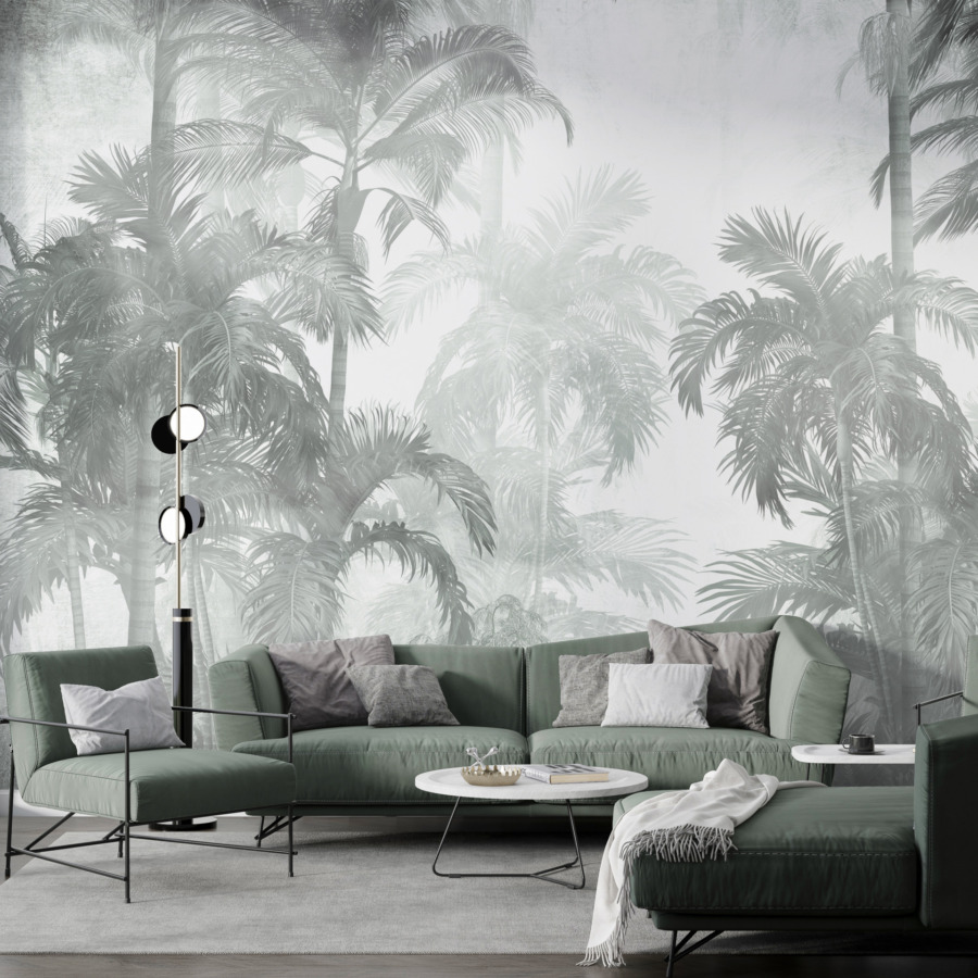 Fototapet i exotiskt klimat och grå toner Mist Among the Palms - huvudproduktbild