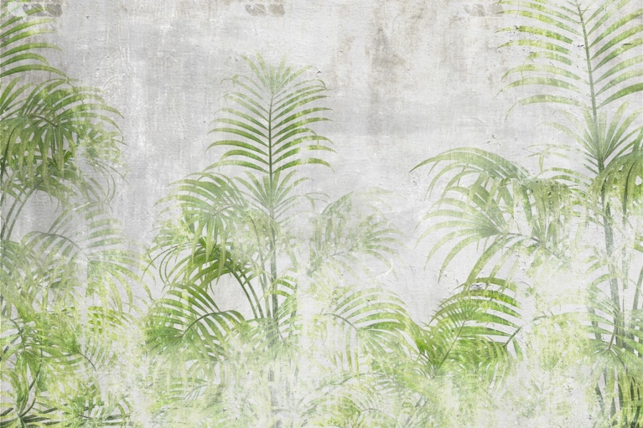 Fototapet med exotiskt motiv i grönt och grått Light Palm Green - bild nummer 2