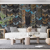 Fototapet i Boho-stil i mörka färger med blå accenter Spikmotiv - huvudproduktbild