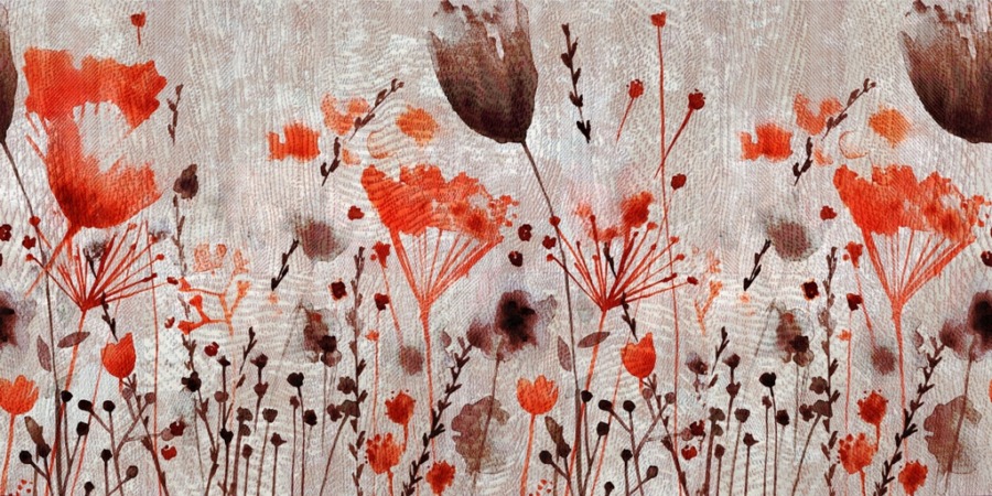 Fototapet i heterogena toner med blommotiv Red Poppies - bild nummer 2