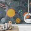 Tapet med planeter i glada färger för barn Colourful Cosmos - huvudproduktbild