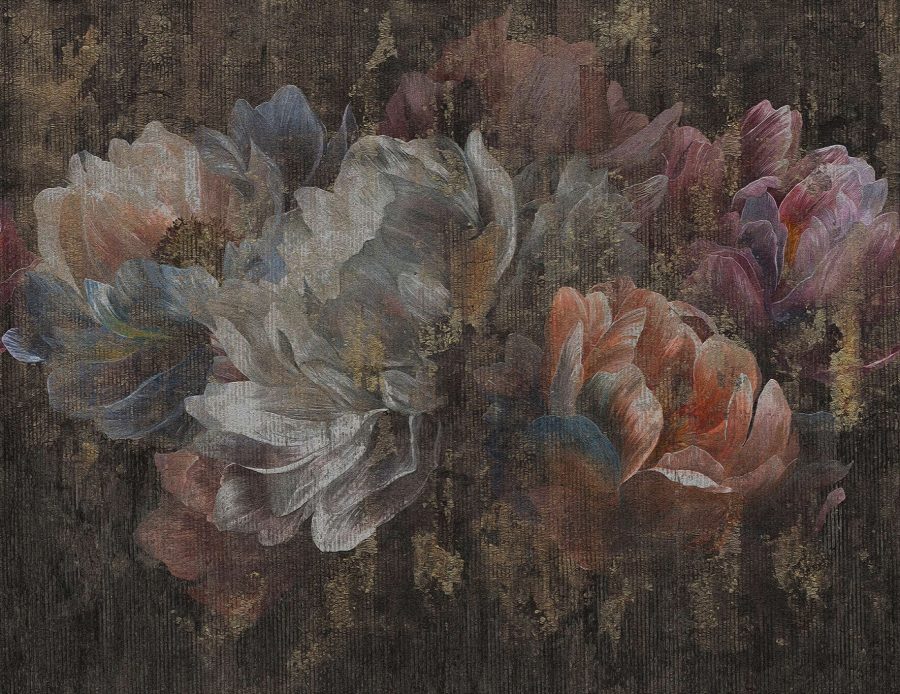 Fototapet i dämpade färger med blombukett med synlig textur Tyg i Peonies - bild nummer 2