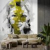 Fototapet av en kvinnas ansikte i nyanser av grått och grönt i modern stil Face in Green - huvudproduktbild