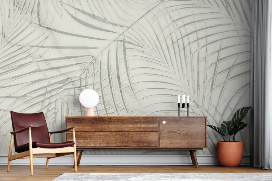 Fototapet i modern stil och minimalistiskt tema Flaccid Palms - huvudproduktbild