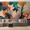 Fototapet i varma höstfärger Painted Flowers - huvudproduktbild