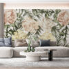 Fototapet med färgglatt blommotiv i boho-stil Painted Roses - huvudproduktbild