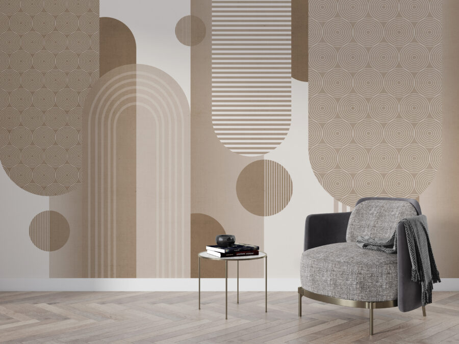 Fototapet i varma färger i modern stil perfekt för vardagsrummet Beige Geometry - huvudsaklig produktbild