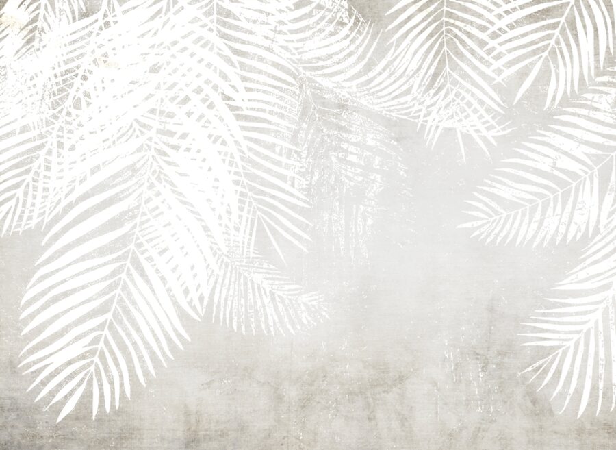 Fototapet i skandinavisk stil i vitt och grått perfekt för alla rum Palm Leaves White - bild nummer 2