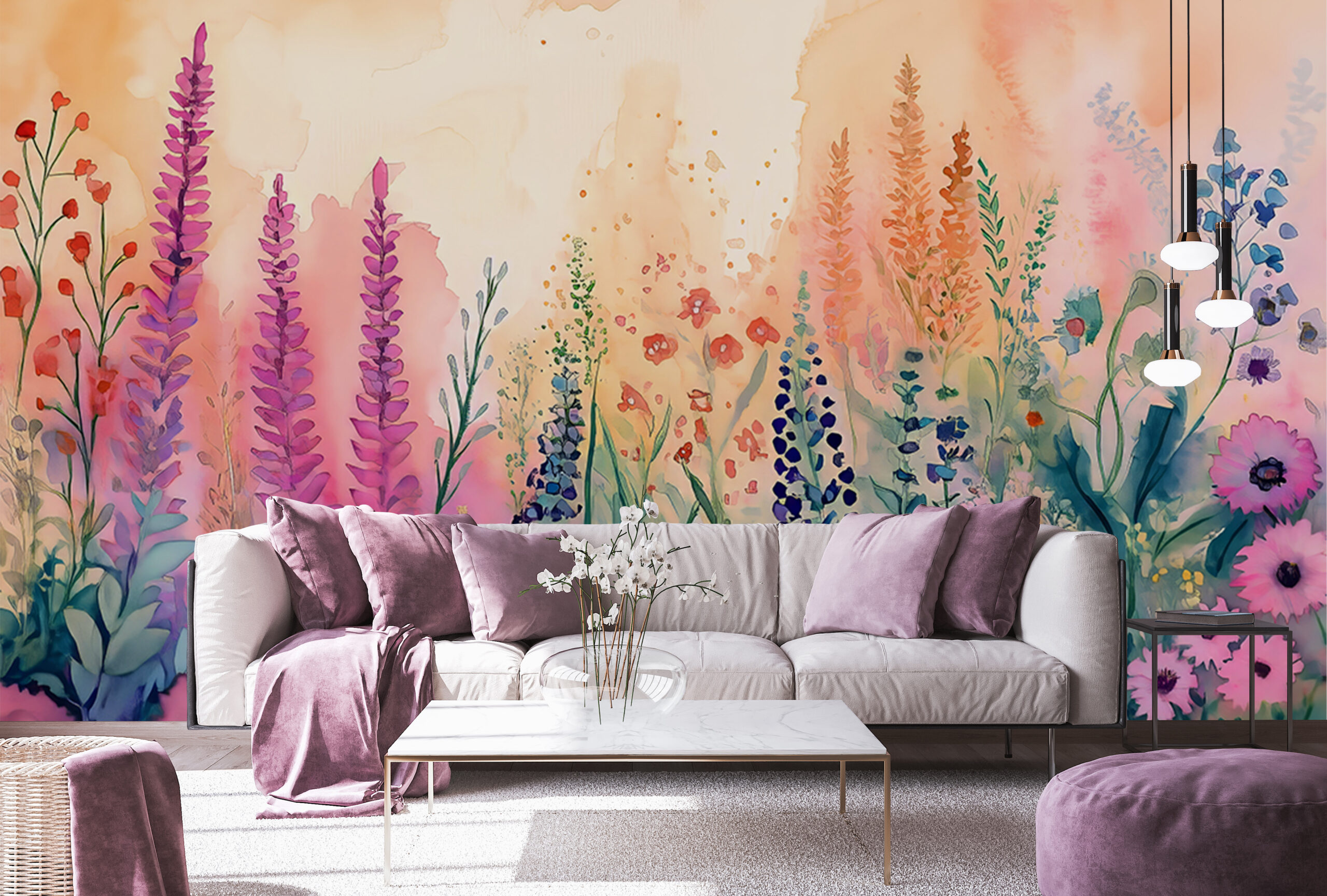 Lush Meadow Flower väggmålning