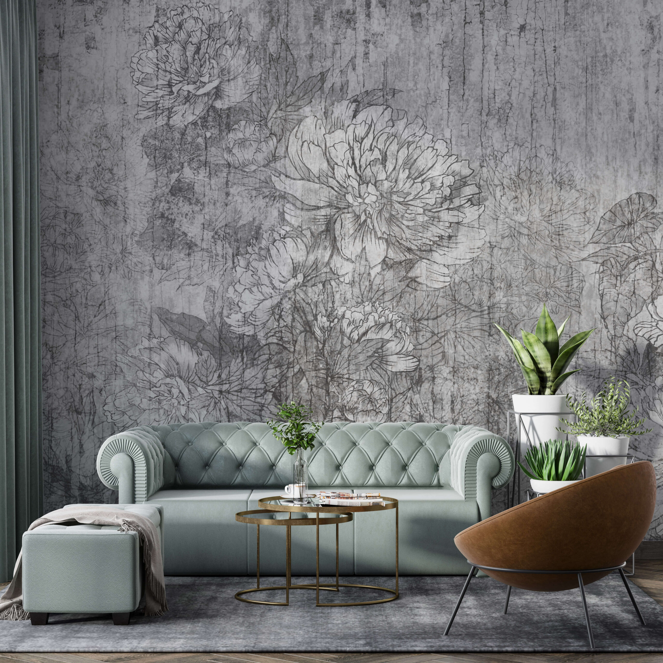 Bakgrund Blommor på en betongbakgrund