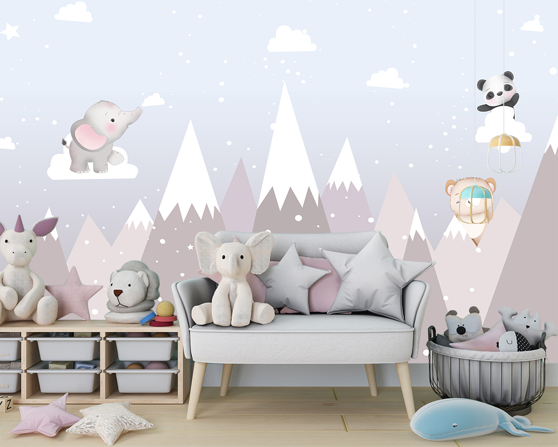 Väggmålning Berg Vandring Djur