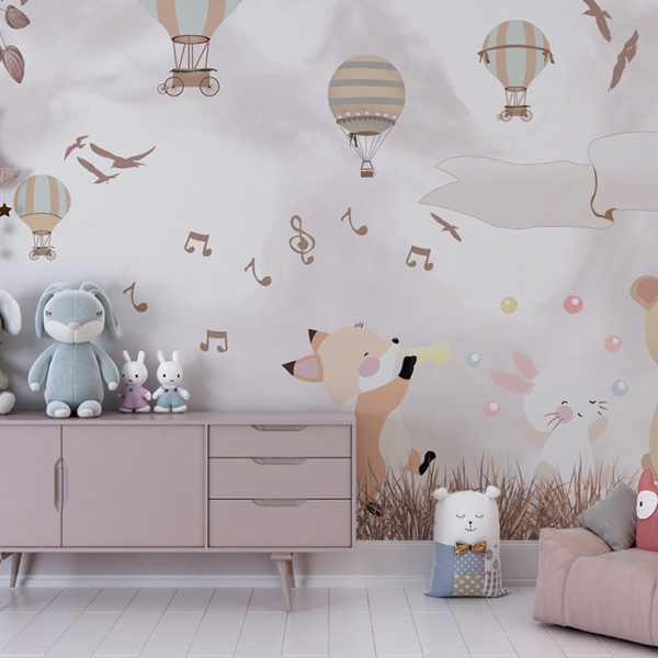 Väggmålning av musikaliska djur