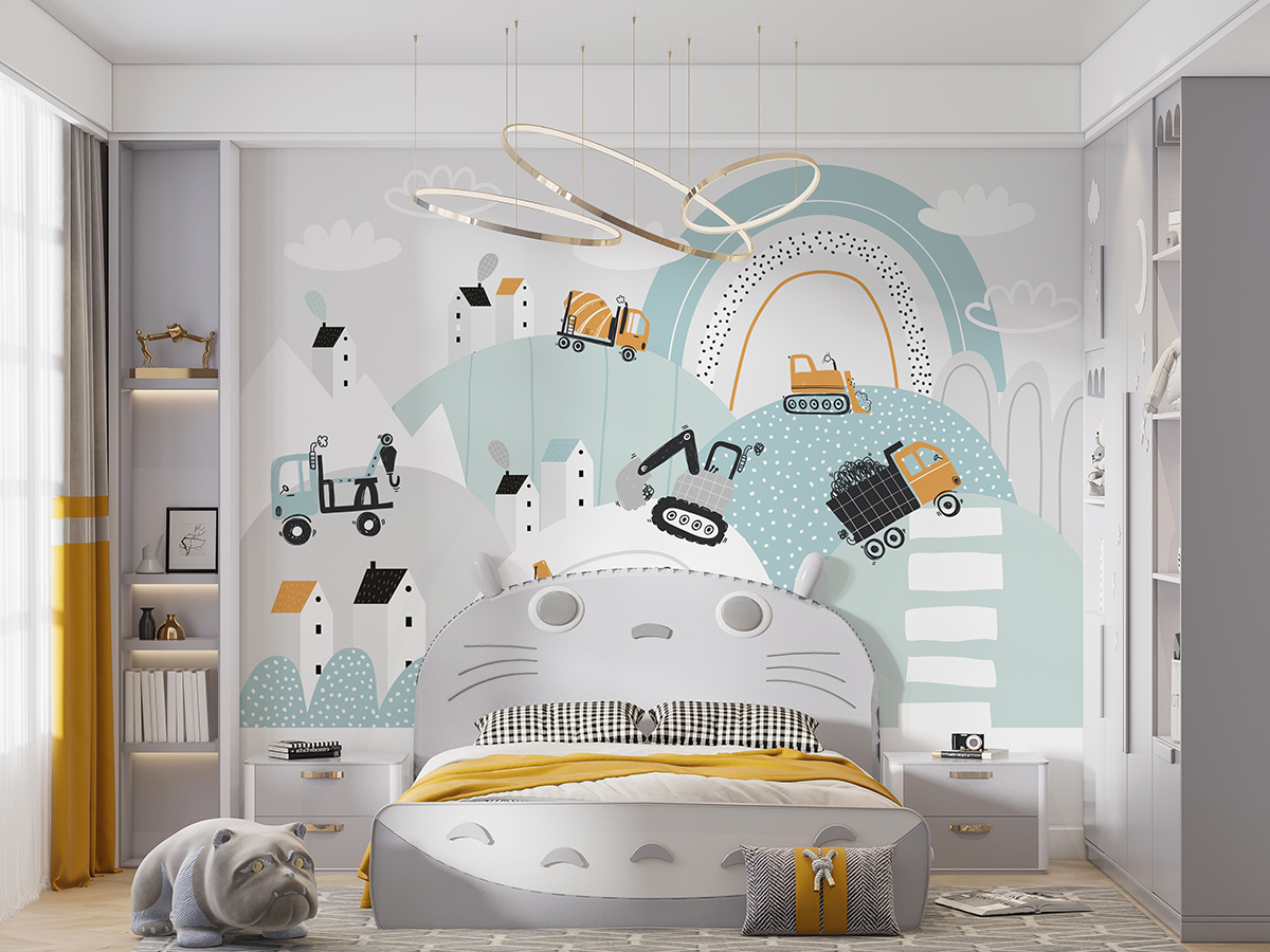 Väggmålning av byggfordon