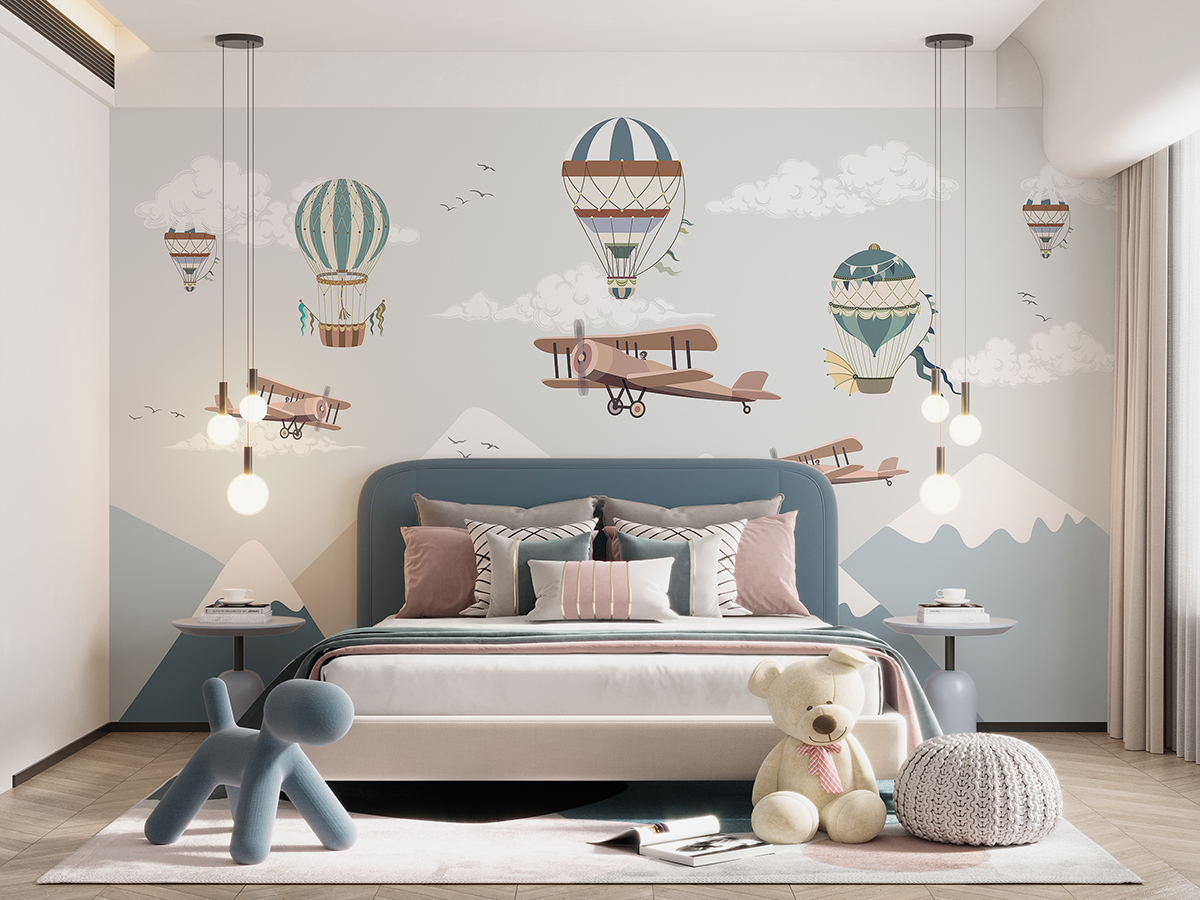 Fototapet Planes in the Mountains (flygplan i bergen)