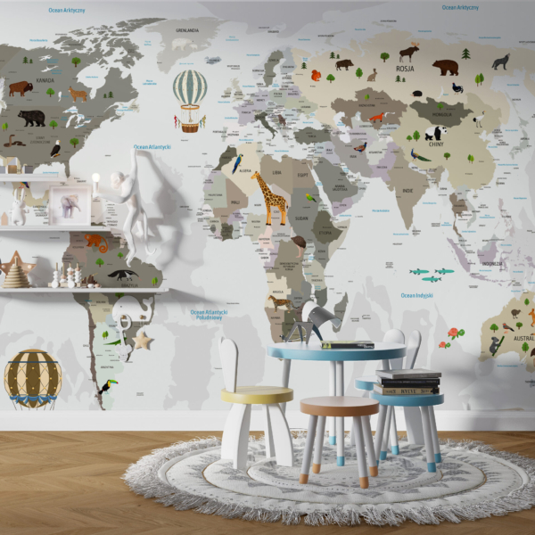 Fotomural världskarta på polska