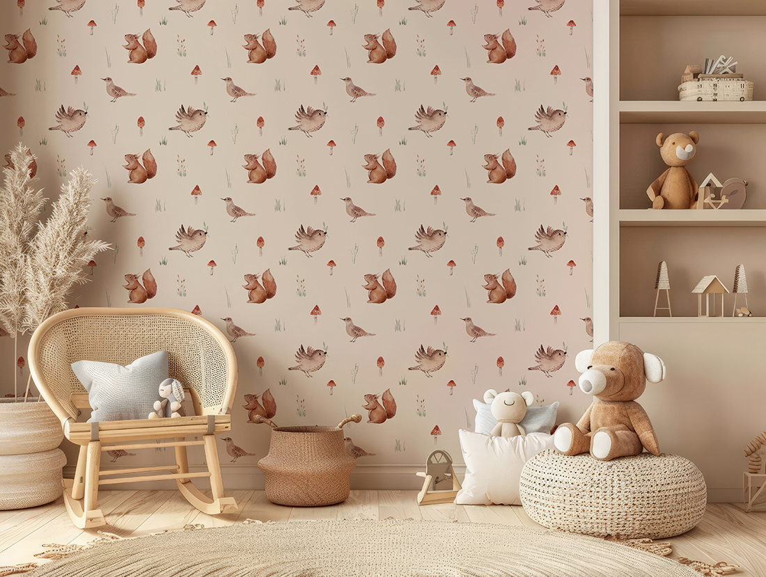 Väggmålning av ekorrar