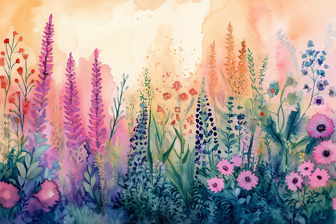 Enchanted Herbal Garden, whimsical watercolors depicting a magic