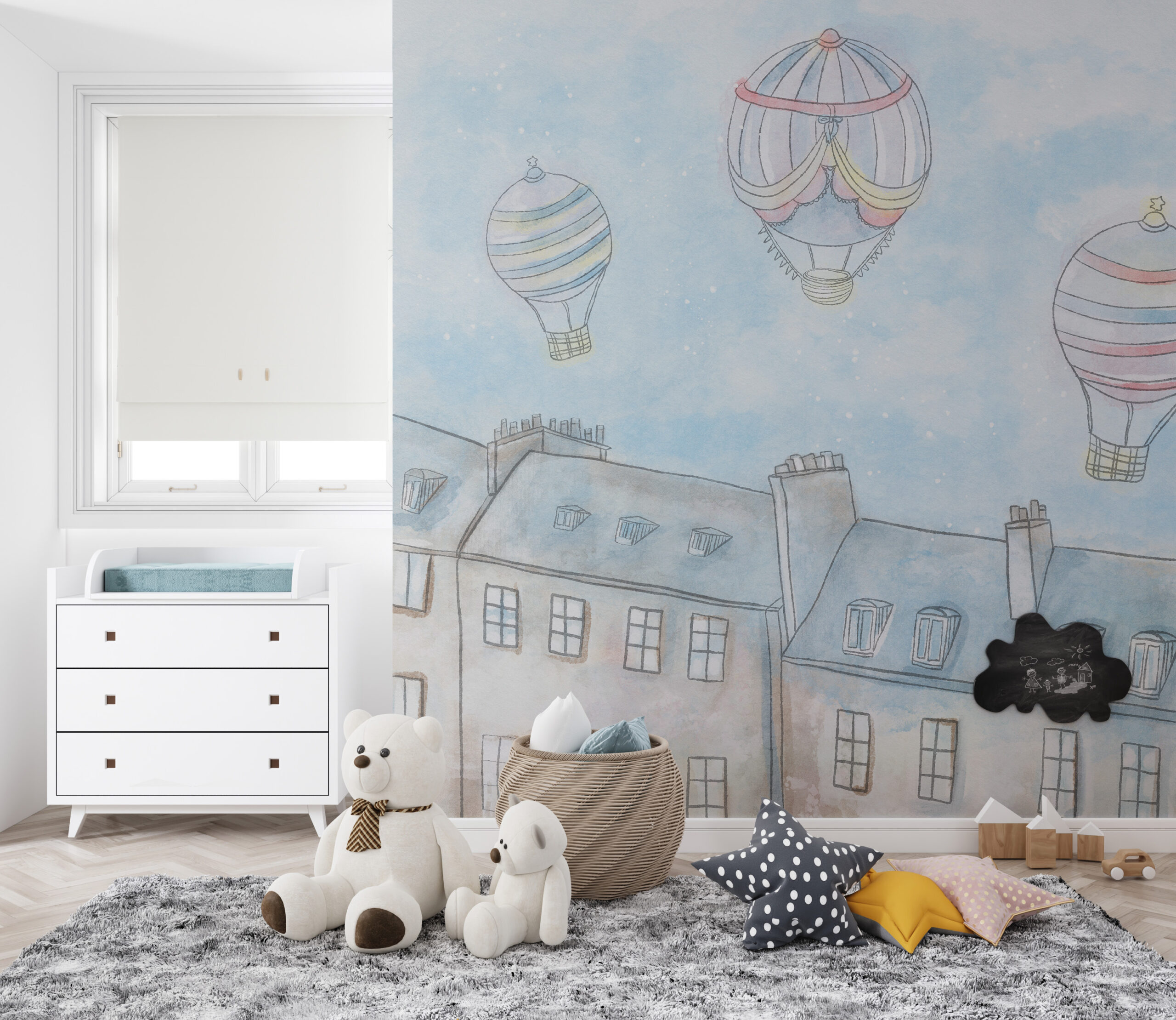 Bakgrund Ballonger över staden