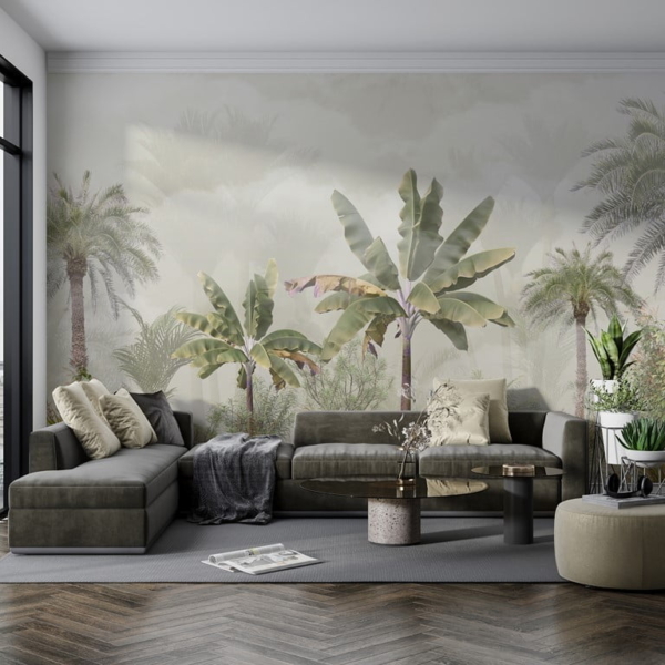 Fototapet Bananträd i dimma