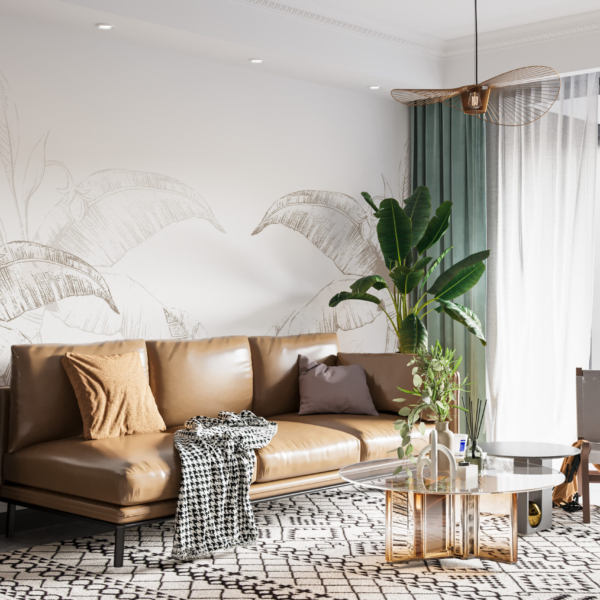 Fototapet av ett bananträd i vitt