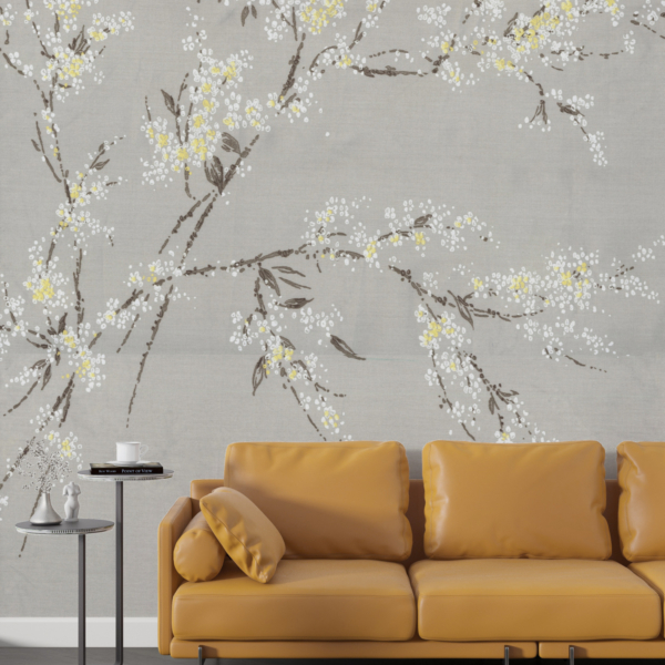 Fototapet av vita vårblommor