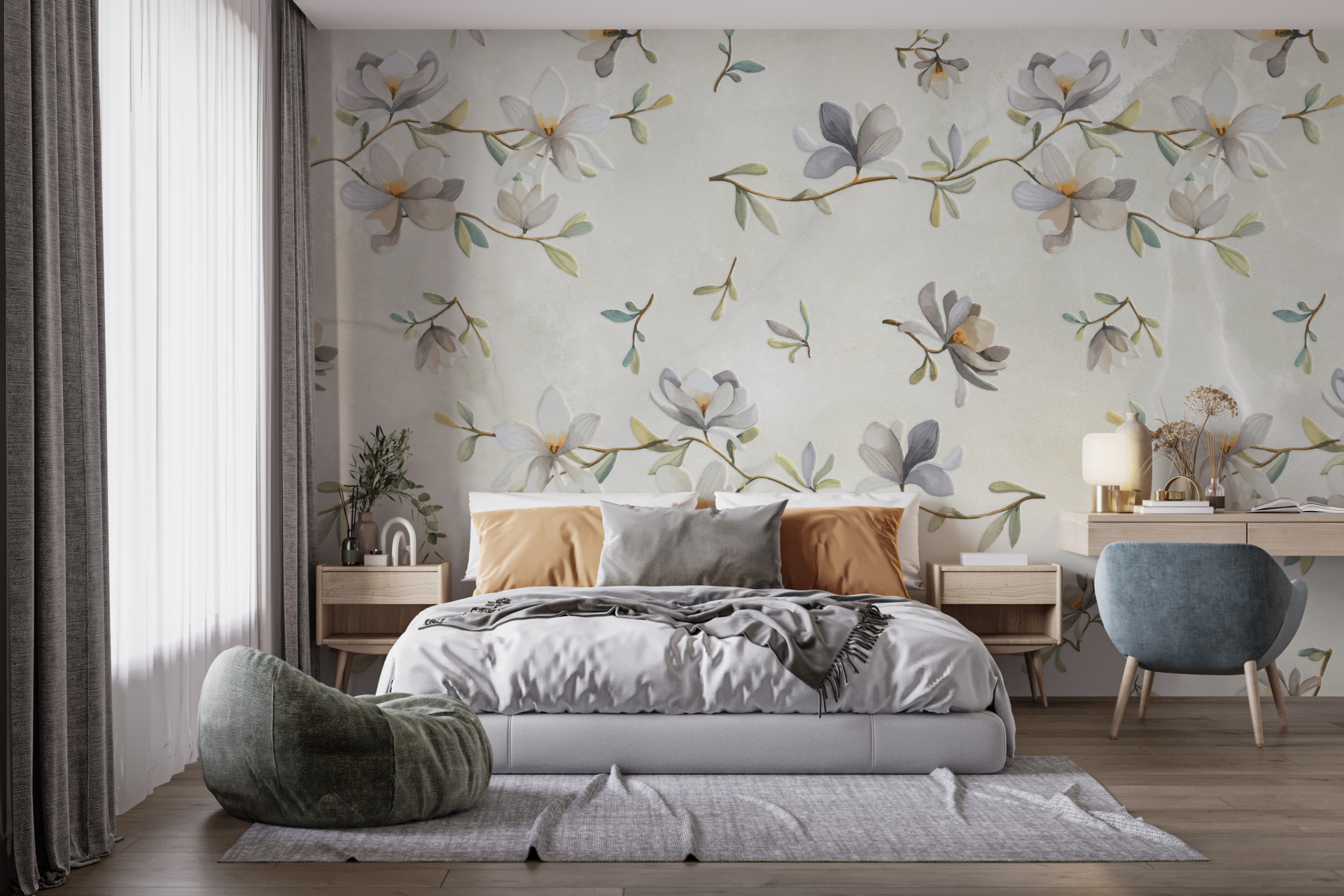 Fototapet Blå Vårblommor