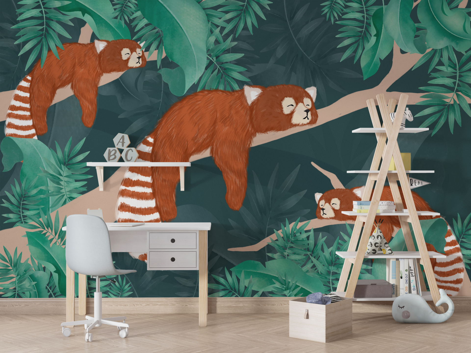 Väggmålning Bruna lemurer