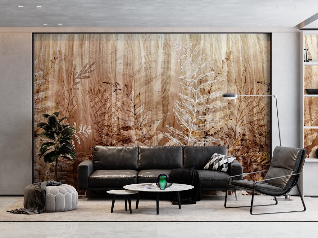 Fototapet Brun ormbunke Skog