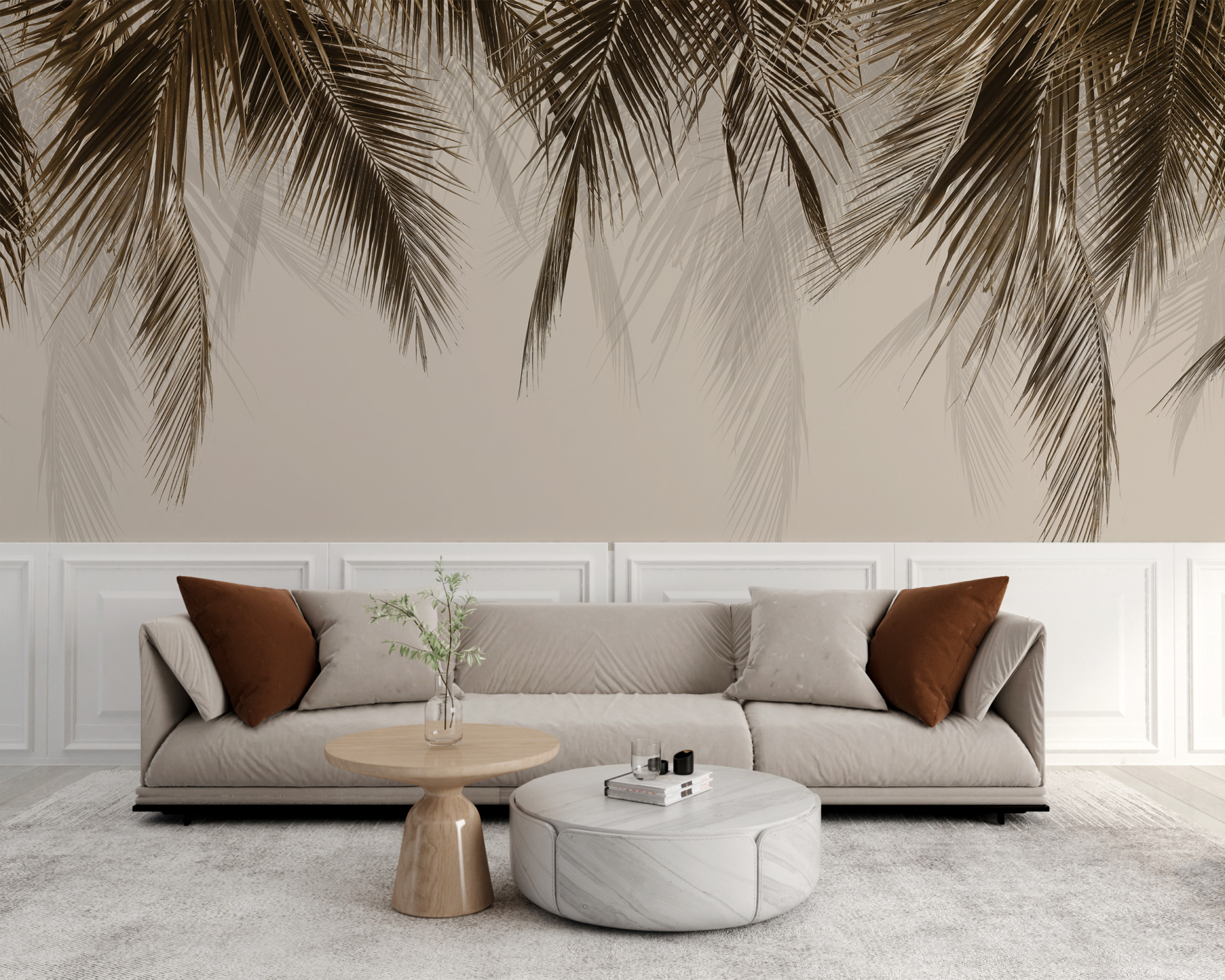 Fototapet Mörka långa blad