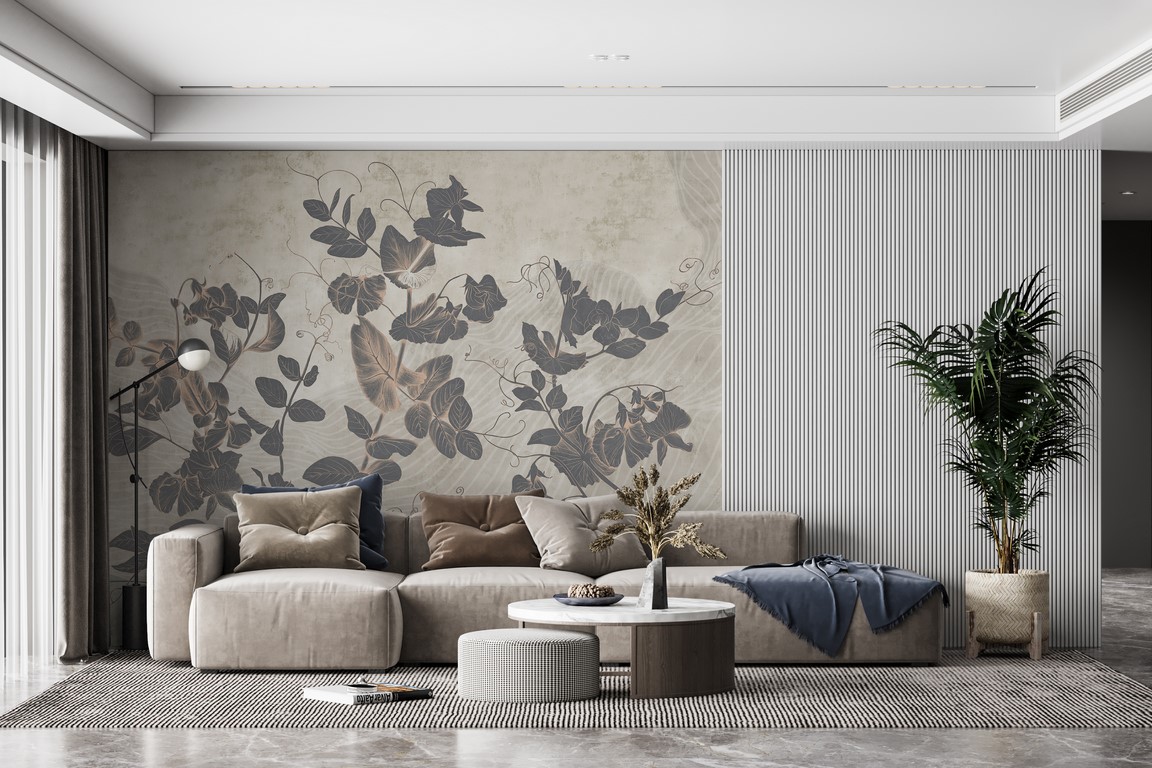 Fototapet Dark Ivy i grått