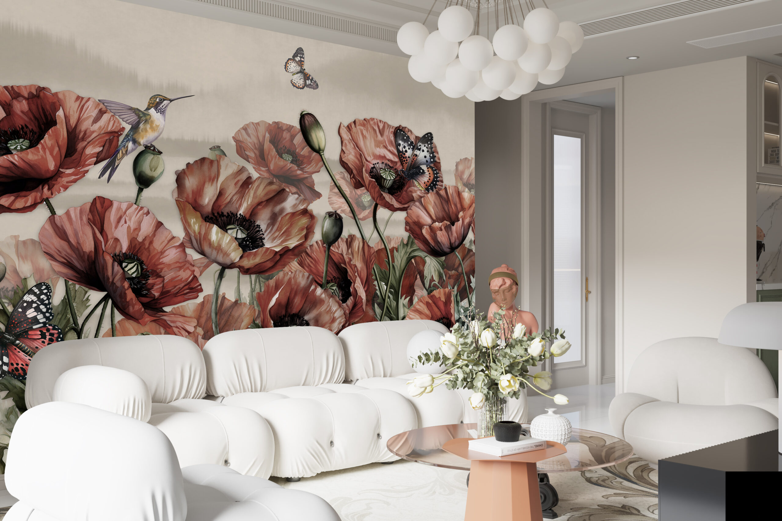 Väggmålning Röda vallmo