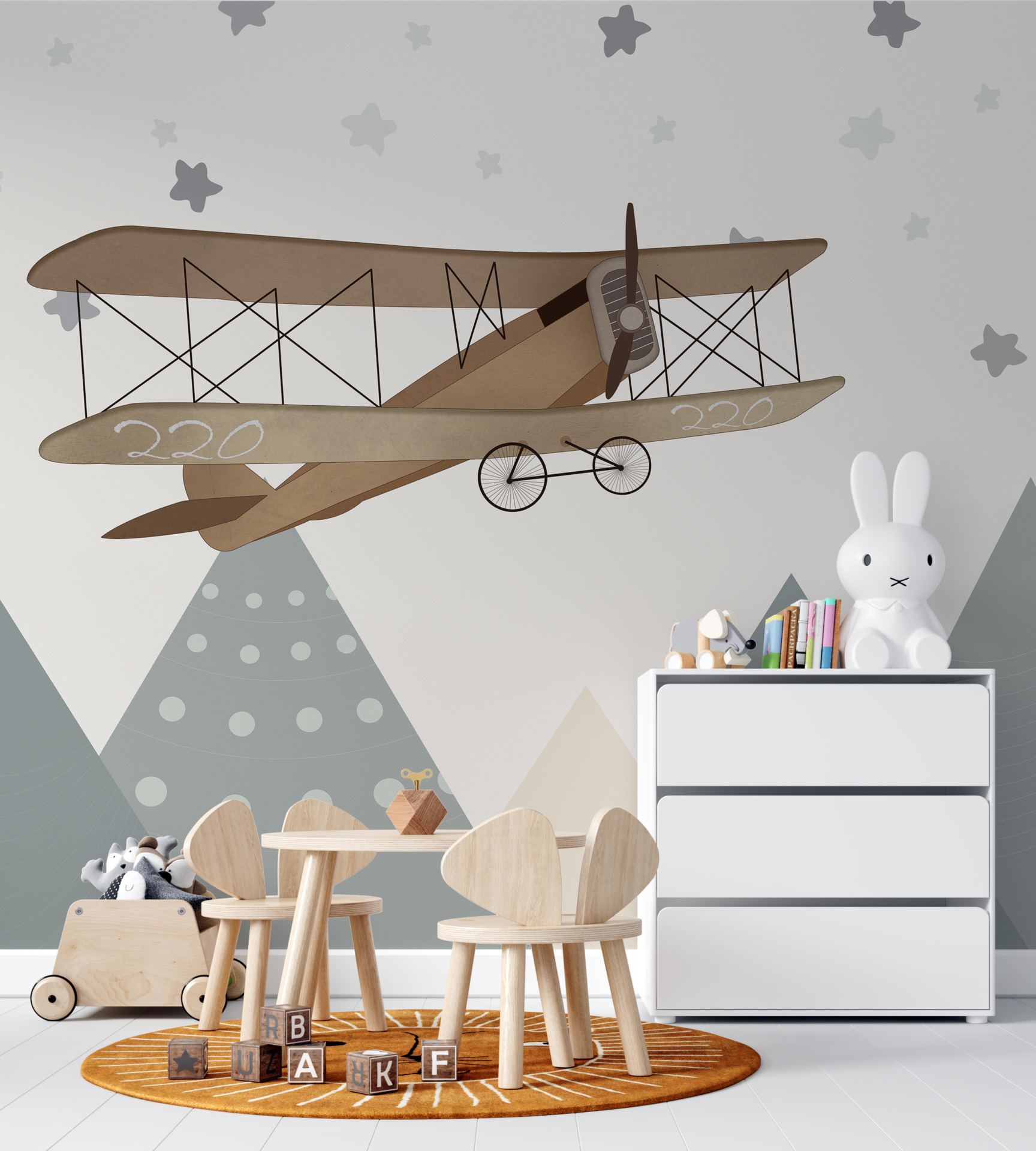 Väggmålning Forntida Berg Flyg