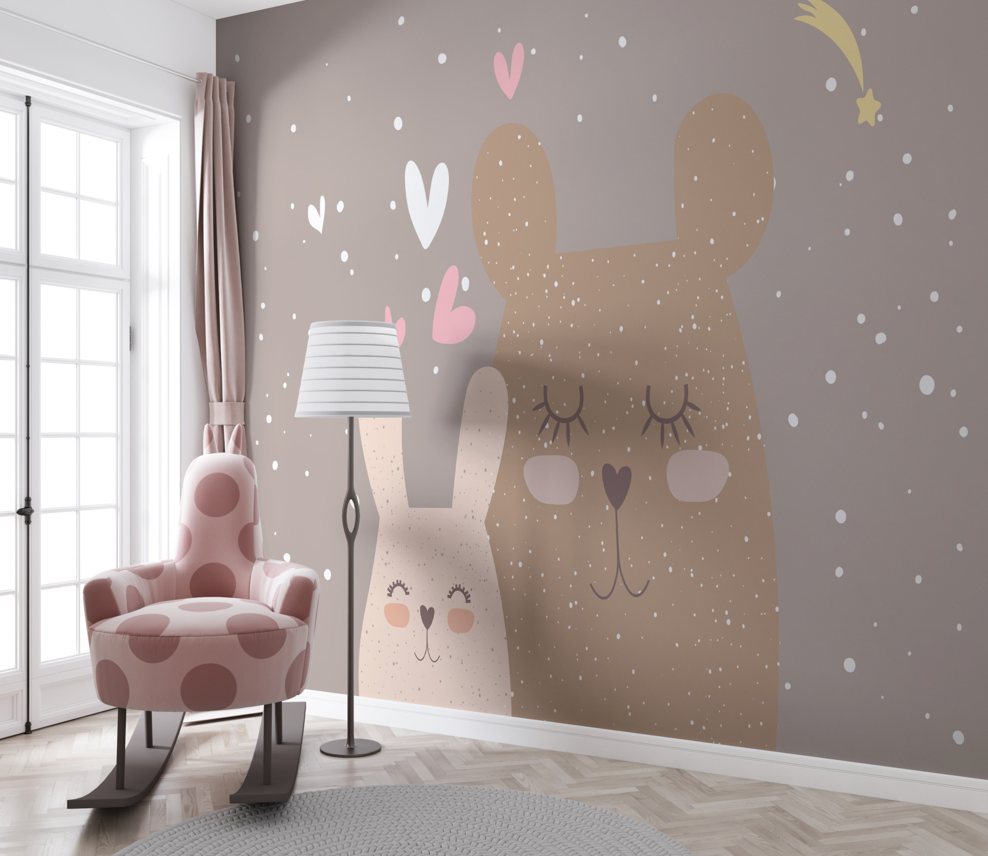 Fototapet av två sovande kaniner