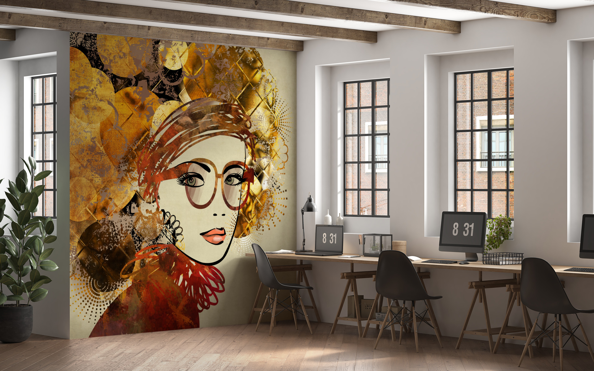 Fototapet Tjej i stora glasögon