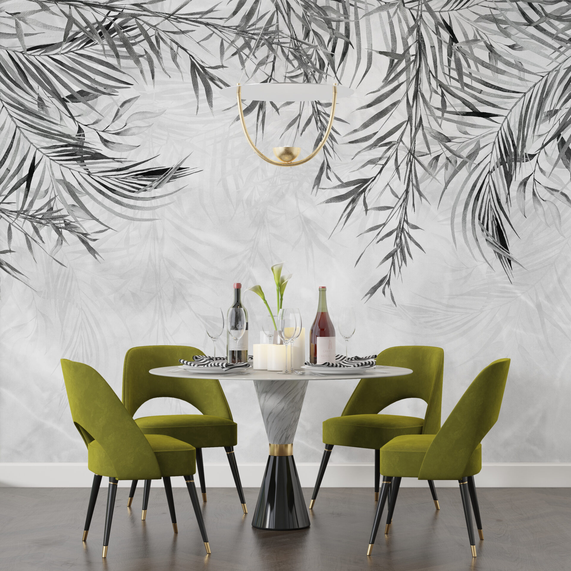 Fototapet Exotiska löv i vinden