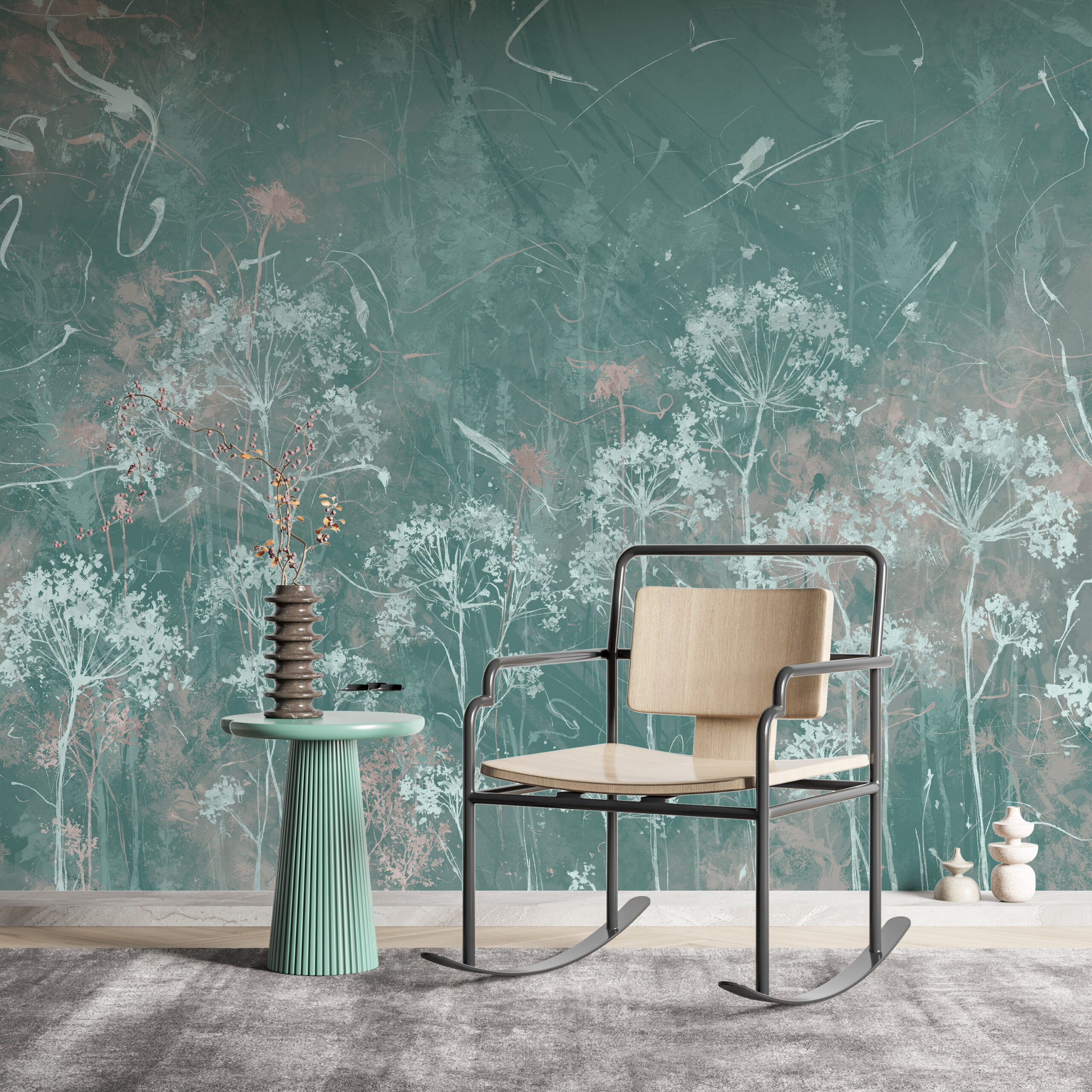 Väggmålning Meadow i grönt