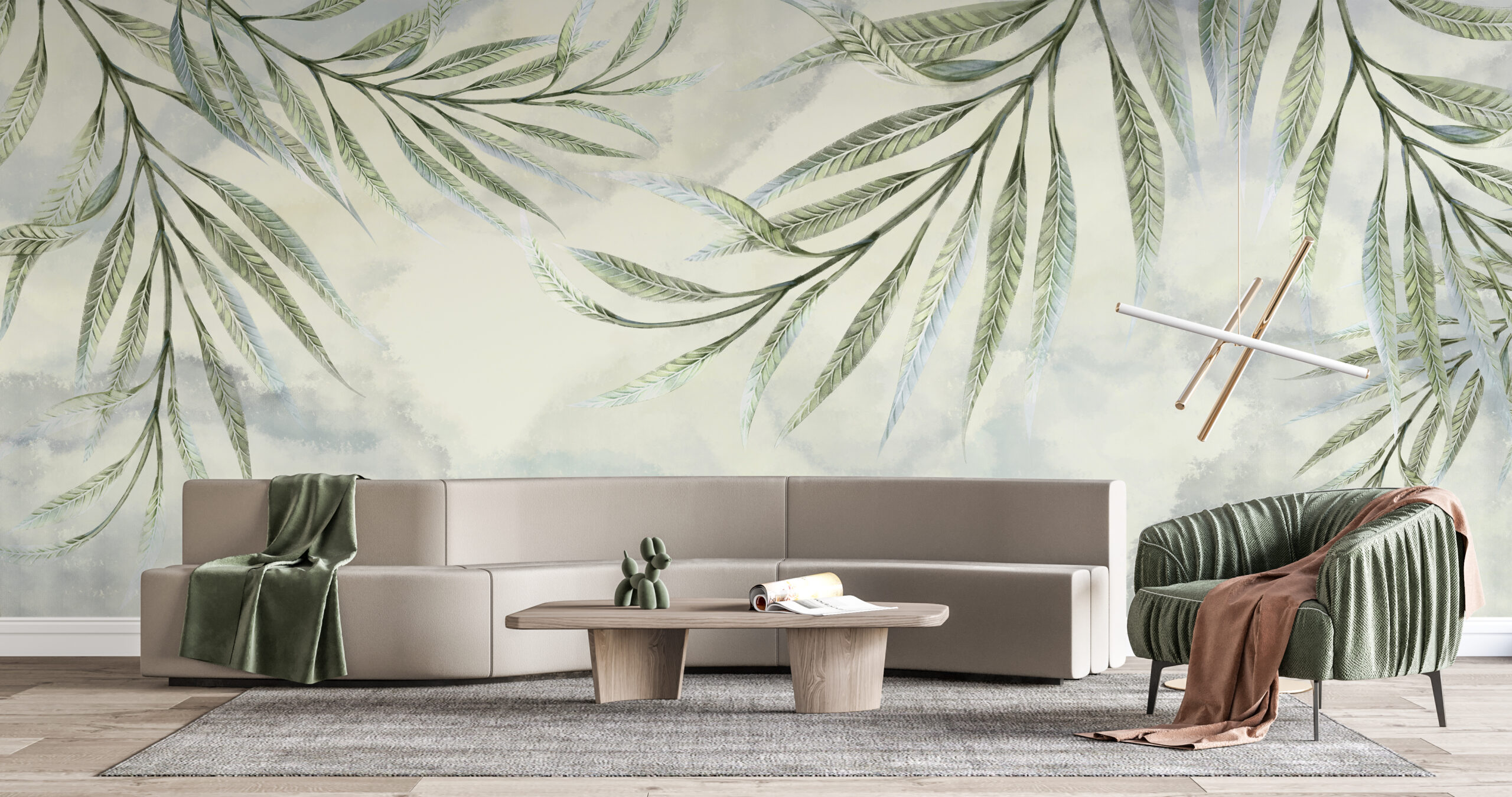 Fototapet Olivkvistar i molnen