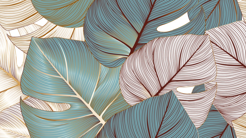 Väggmålning med exotiska blad - Bild 3