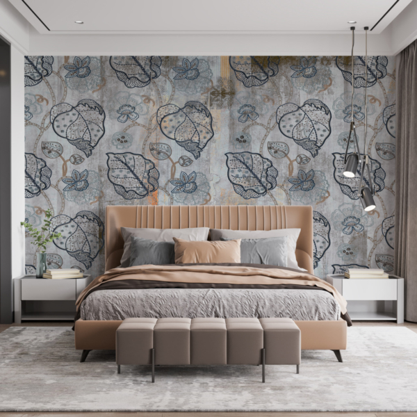 Dekorativa blad granatäpple väggmålning