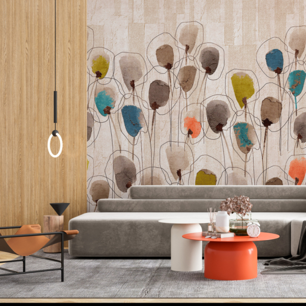 Fotomural Färgglada blommor på en äng