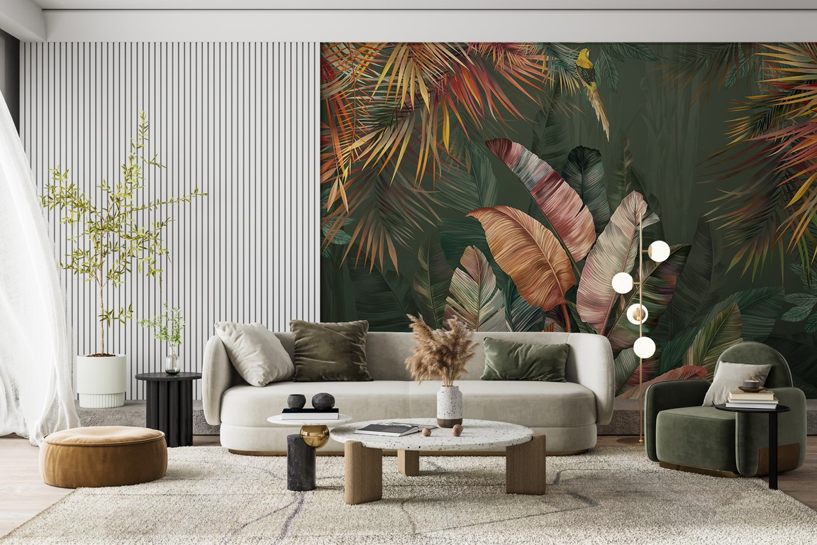 Fotomural Färgglada tropiska blad