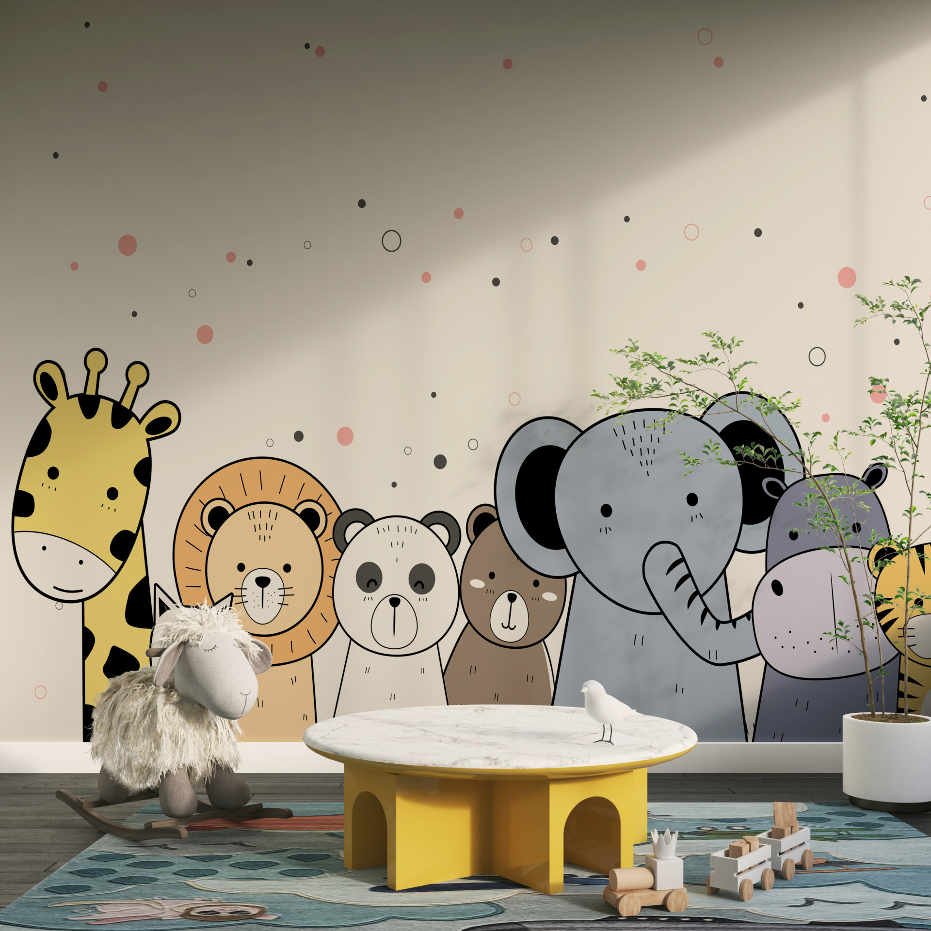 Fototapet Färgade djungeldjur