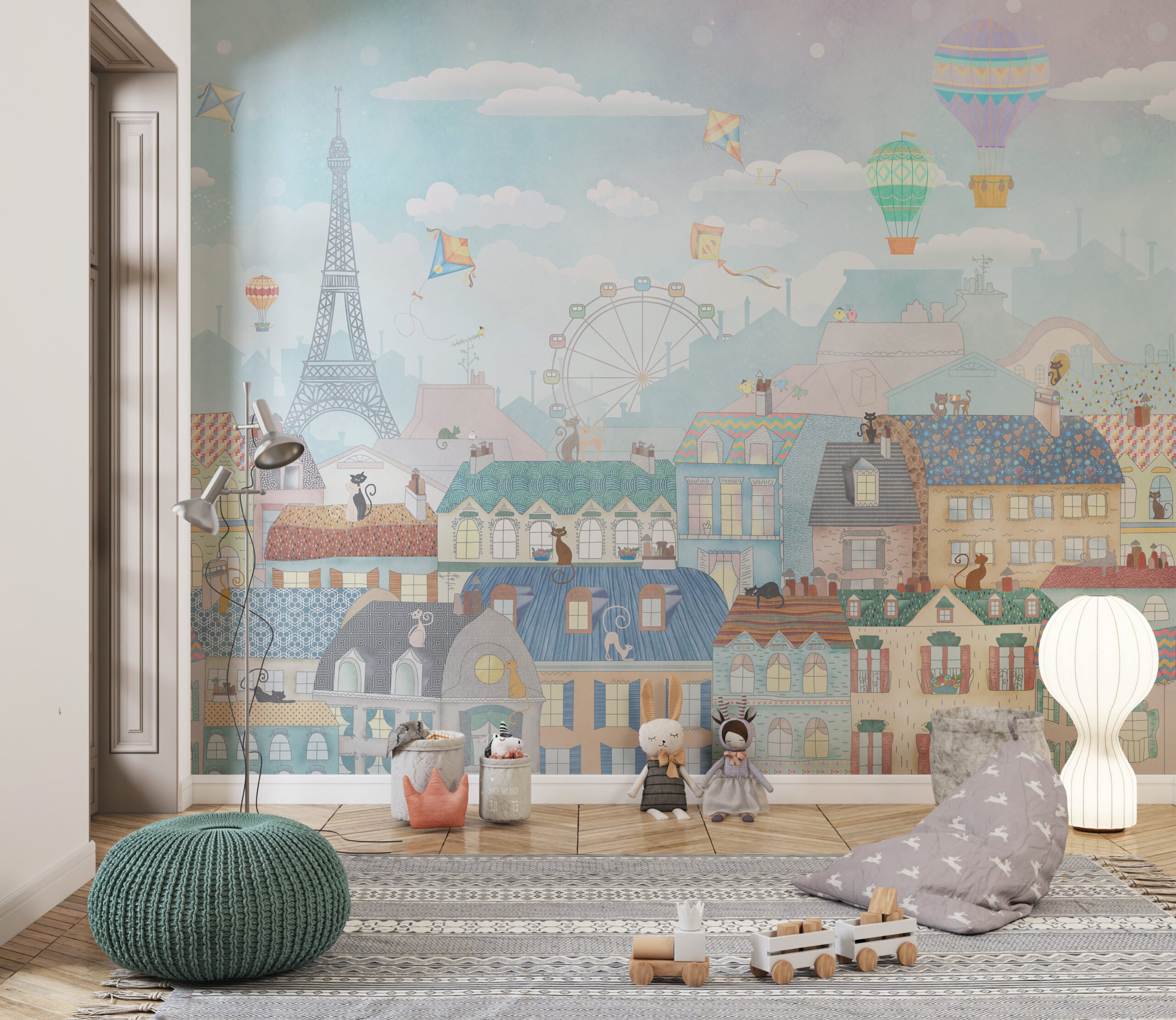 Färgglad väggmålning i Paris