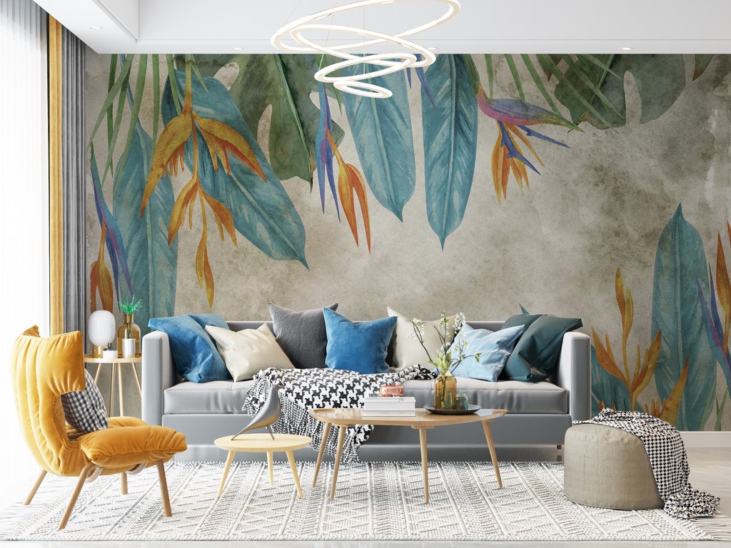 Fototapet Färger på blomman Strelitzia